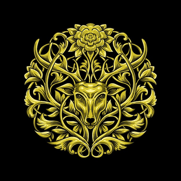 Illustration de symbole de luxe cerf doré
