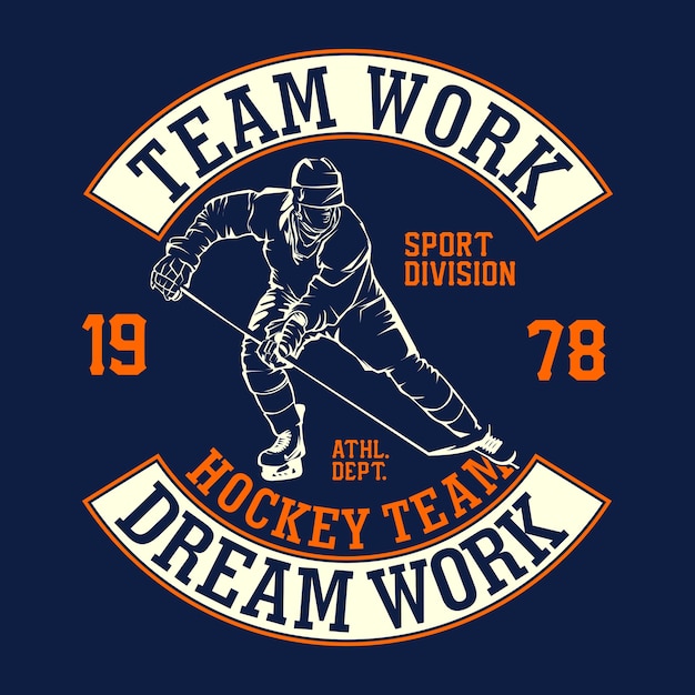 Illustration De T-shirt De Hockey Au Design Plat