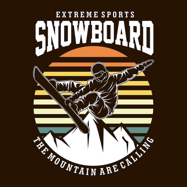 Illustration De T-shirt De Snowboard Au Design Plat