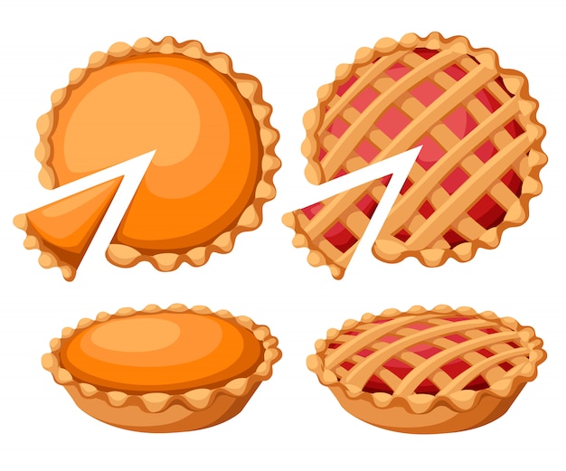 Vecteur illustration de tartes tarte à la citrouille de remerciement et de vacances. tarte à la citrouille traditionnelle joyeux thanksgiving day avec crème fouettée sur la page du site web supérieure et élément d'application mobile.