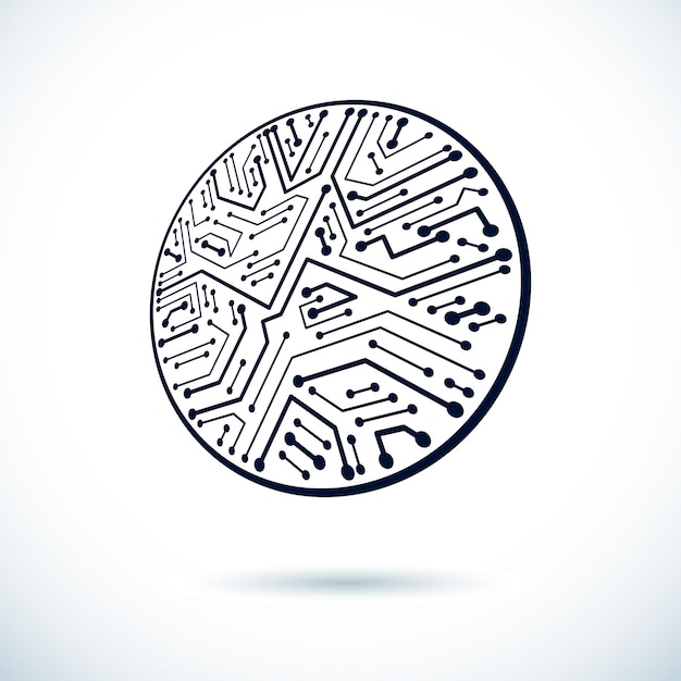 Illustration De Technologie Abstraite Vectorielle Avec Circuit Imprimé Circulaire. Schéma Numérique De Haute Technologie De L'appareil électronique.