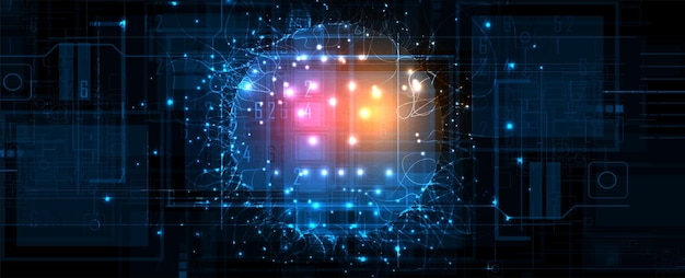Illustration technologique conceptuelle de l'intelligence artificielle Arrière-plan futuriste abstrait