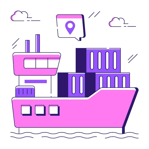 Illustration de téléchargement premium d'un bateau de fret