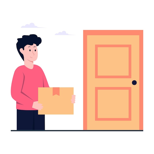 Illustration de téléchargement premium de la livraison à la porte