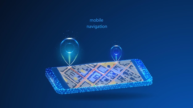 illustration d'un téléphone mobile avec une application pour la navigation mobile.