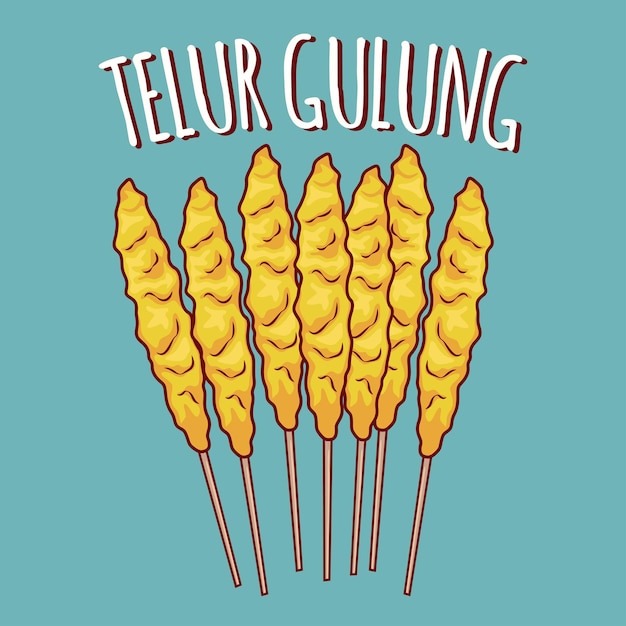 Illustration de telur gulung Cuisine indonésienne avec style cartoon