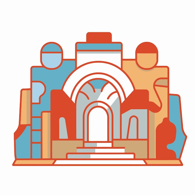 Illustration de temple avec un style pop art