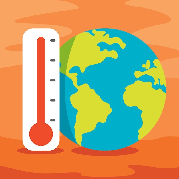 Vecteur illustration de la terre et du thermomètre