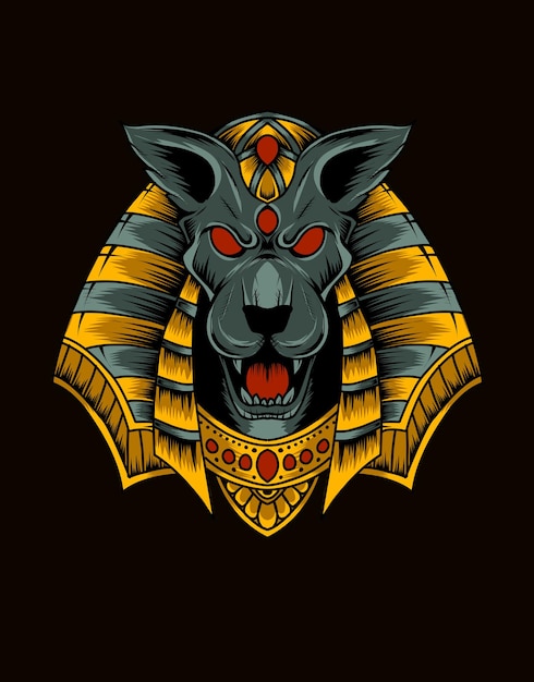 Illustration De Tête Anubis En Colère