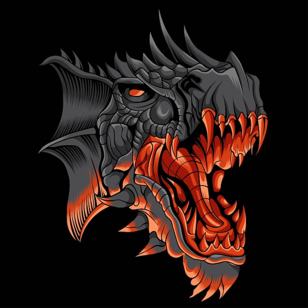 illustration de tête de dragon dans un style de couleur néon