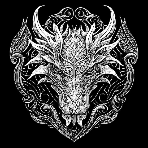 Vecteur l'illustration de la tête de dragon est une représentation saisissante de cette créature mythique, capture le pouvoir et m