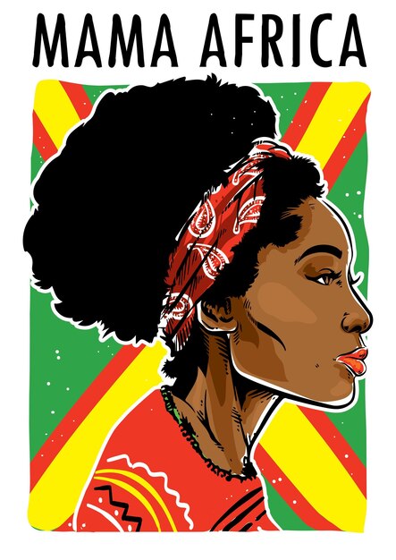 Vecteur illustration de la tête d'une femme afro-américaine