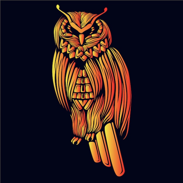 Vecteur illustration tête de hibou doré