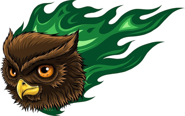 Illustration De Tête De Hibou Avec Des Flammes