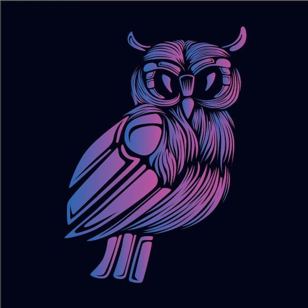 Illustration Tête De Hibou Violet