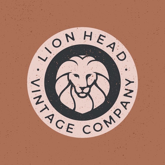 Illustration De Tête De Lion Logo Vintage Icône