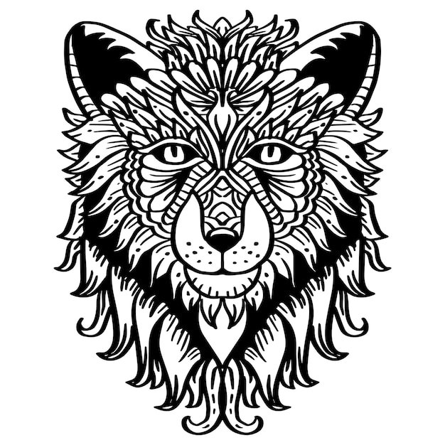 Illustration De Tête De Loup Zentangle Dessiné à La Main