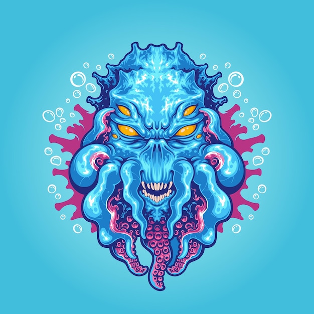 Illustration De Tête De Mutant Aquatik