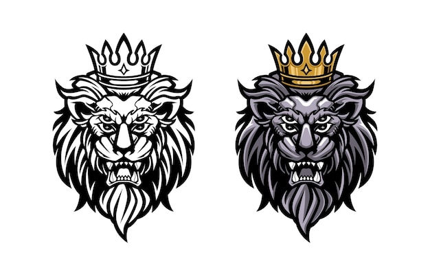 Vecteur illustration de la tête de roi lion bête