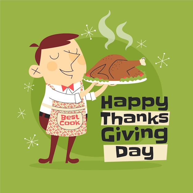 Vecteur illustration de thanksgiving plat dessiné à la main