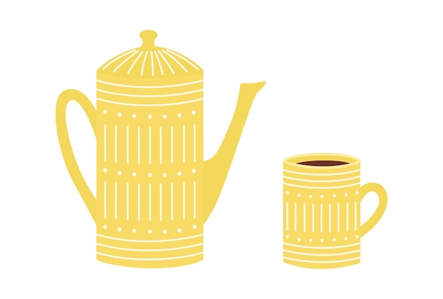 Vecteur illustration d'une théière et d'une tasse de café