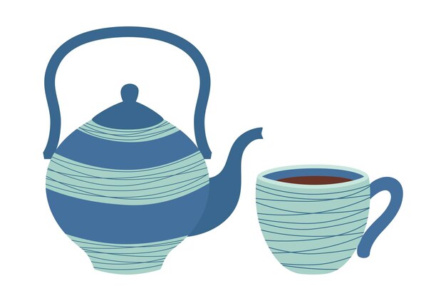 Vecteur illustration d'une théière et d'une tasse de café