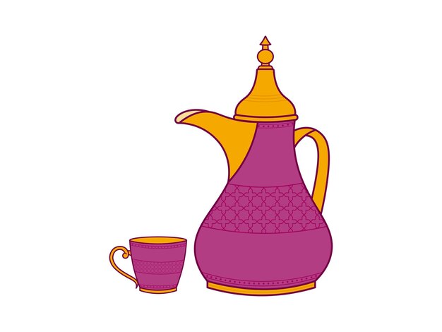 Vecteur l'illustration de la théière et de la tasse