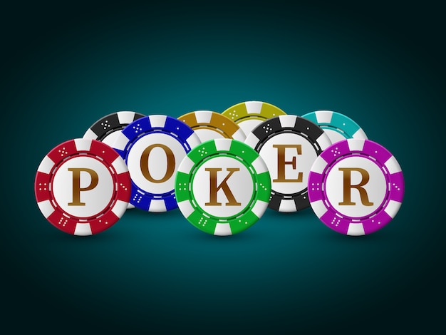 illustration sur un thème de casino avec du texte brillant et des jetons colorés. Conception de jeu pour invitation ou bannière promotionnelle
