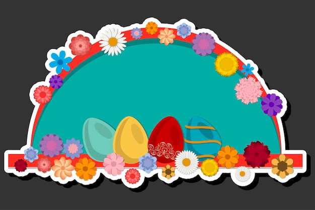 Illustration sur le thème de la célébration de la fête de Pâques avec la chasse aux œufs colorés et brillants