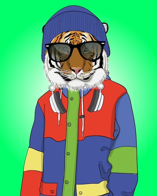 Vecteur illustration de tigre cool