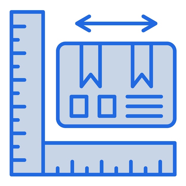 Vecteur illustration en ton bleu de la taille du colis