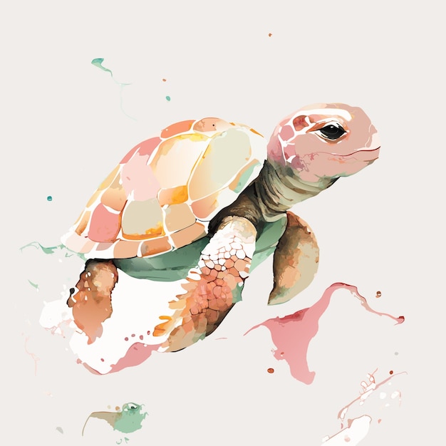 Vecteur illustration de tortue à l'aquarelle