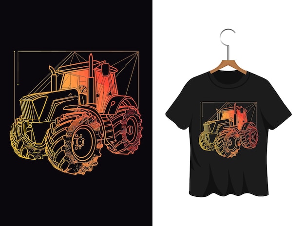 illustration de tracteur dessin de t-shirt œuvre d'art