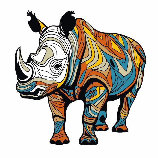 Vecteur illustration tribale d'un rhinocéros