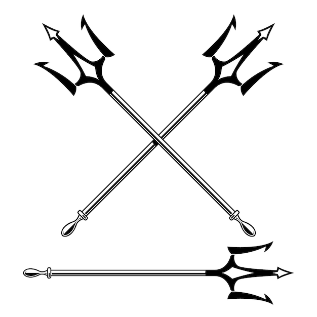 Illustration des tridents de Poséidon isolés sur fond blanc Élément de conception pour le signe de bannière de carte d'affiche Illustration vectorielle