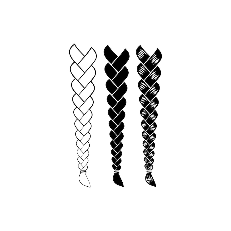 Vecteur illustration de trois dessins de cheveux tressés dessin d'icône vectorielle