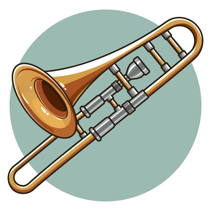 Vecteur illustration d'un trombone doré en laiton sur un fond blanc illustration vectorielle