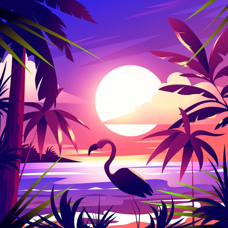 Vecteur illustration tropicale en gradient