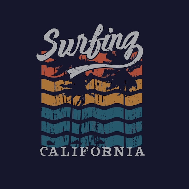L'illustration et la typographie du surf en Californie sont parfaites pour les t-shirts, les capuchons, les imprimés, etc.