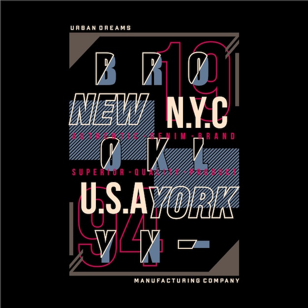 Illustration De Typographie Graphique De Brooklyn New York City Pour T-shirt Imprimé