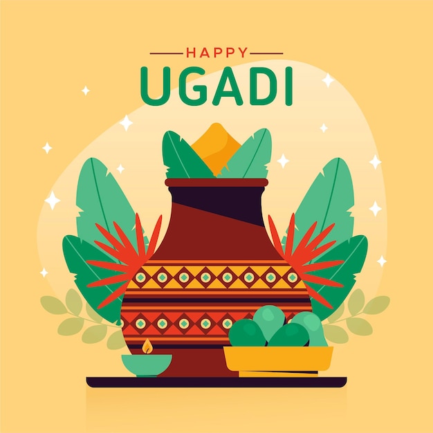 Illustration Ugadi Plate