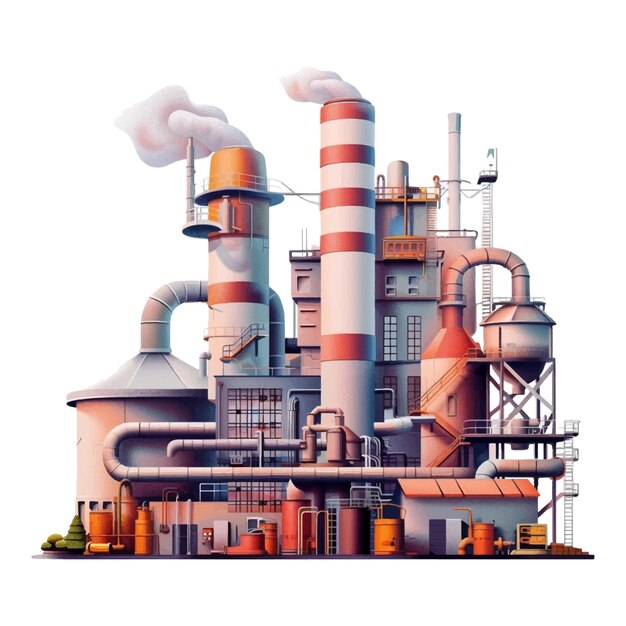 Illustration D'une Usine Industrielle Sur Un Fond Blanc