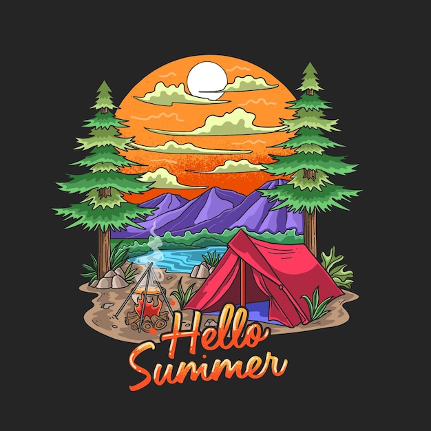 illustration de vacances aventurier camp d'été