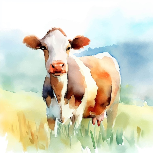 Une Illustration De Vache à L'aquarelle