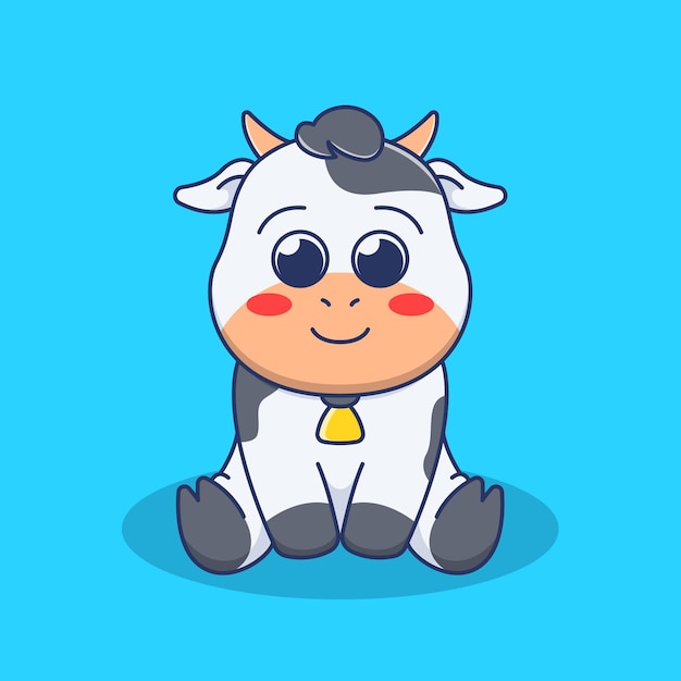 Illustration De Vache Mignonne Au Design Plat