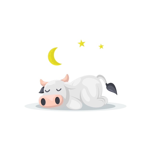 Illustration De Vache Mignonne Endormie