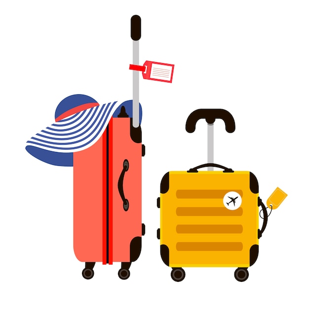 Illustration De Valise De Voyage Rouge Et Jaune