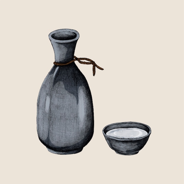 Illustration De Vase à Boire De L'alcool Japonais