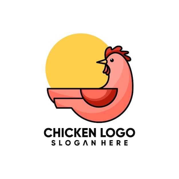 Vecteur illustration vecteur de conception de logo animal poulet