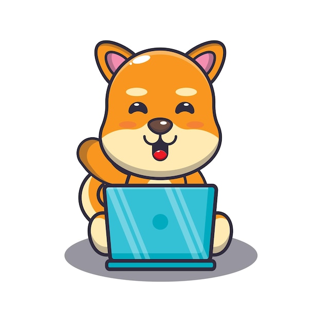 Illustration De Vecteur De Dessin Animé Mignon Chien Shiba Inu